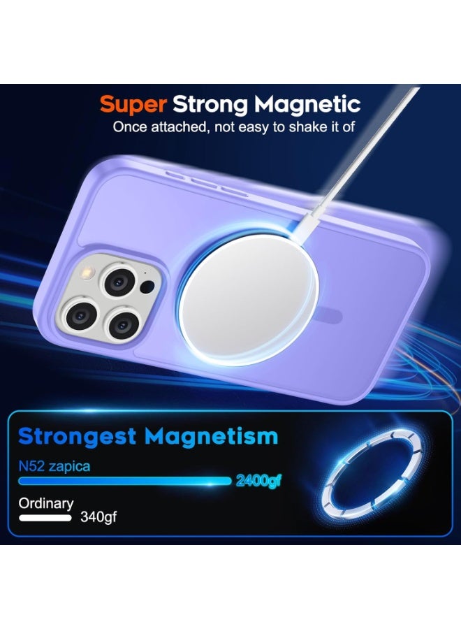 أكاليكس جراب مغناطيسي لهاتف آيفون 14 برو ماكس [مقاوم للصدمات ونحيف] غطاء خلفي صلب شفاف غير لامع مع حماية عالية الجودة | بنفسجي فاتح - Image 2